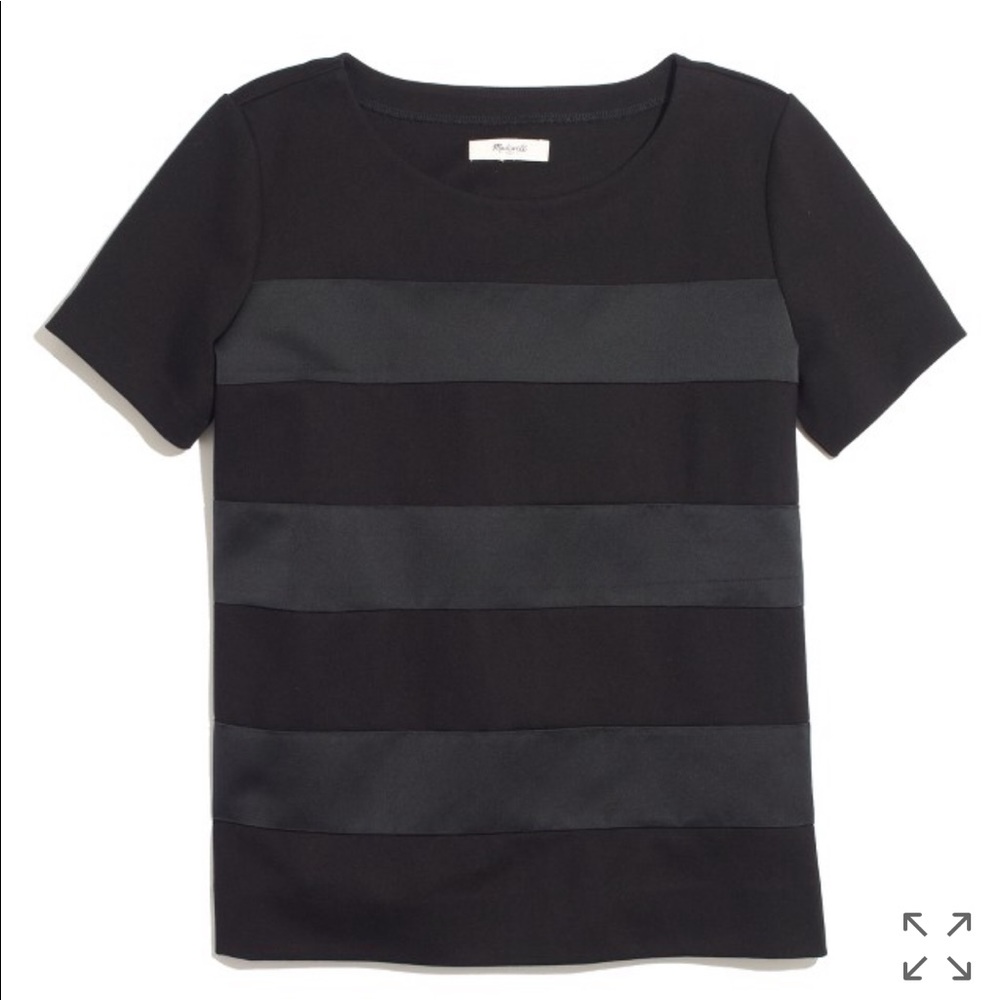 Madewell Satin Stripped Tee // Size XS // black